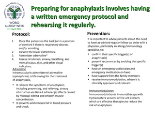 Preparing for anaphylaxis involves havingPreparing for anaphylaxis involves having
a written emergency protocol anda writt...
