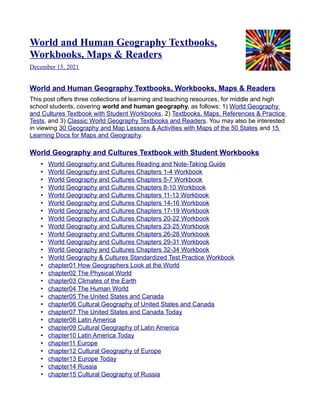 World and Human Geography Textbooks, Workbooks, Maps & Readers | PDF