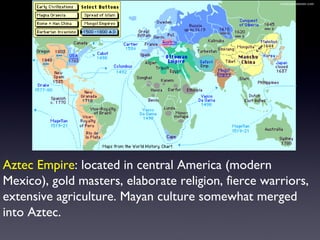 scienceparameter.com Aztec Empire : located in central America (modern Mexico), gold masters, elaborate religion, fierce w...