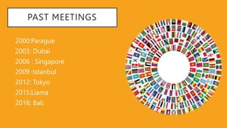 PAST MEETINGS
2000:Parague
2003: Dubai
2006 : Singapore
2009 :Istanbul
2012: Tokyo
2015:Liama
2018: Bali
 