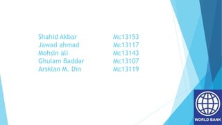 Shahid Akbar Mc13153
Jawad ahmad Mc13117
Mohsin ali Mc13143
Ghulam Baddar Mc13107
Arsklan M. Din Mc13119
 