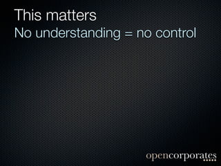 This matters
No understanding = no control
 