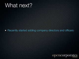 What next?



Recently started adding company directors and ofﬁcers
 