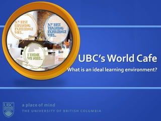 UBC’s World Cafe What is an ideal learning environment? 