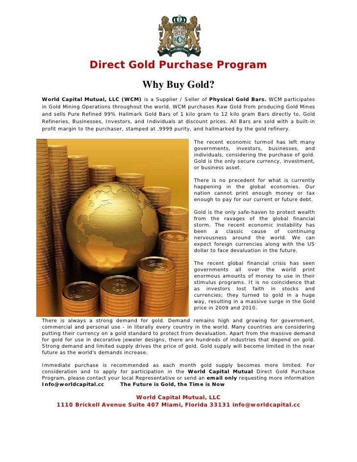 World Capital Mutual Direct Gold Purchase Program