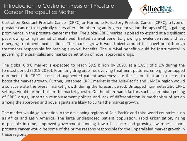 world castration resistant prostate cancer therapeutics Castration-resistant prostate cancer (crpc)/hrpca therapeutics market , geography, technology size, share, global trends, company profiles, demand, insights, analysis, research, report, opportunities, segmentation and forecast, 2014 - 2020. world castration resistant prostate cancer therapeutics Castration-resistant prostate cancer (crpc)/hrpca therapeutics market , geography, technology size, share, global trends, company profiles, demand, insights, analysis, research, report, opportunities, segmentation and forecast, 2014 - 2020.