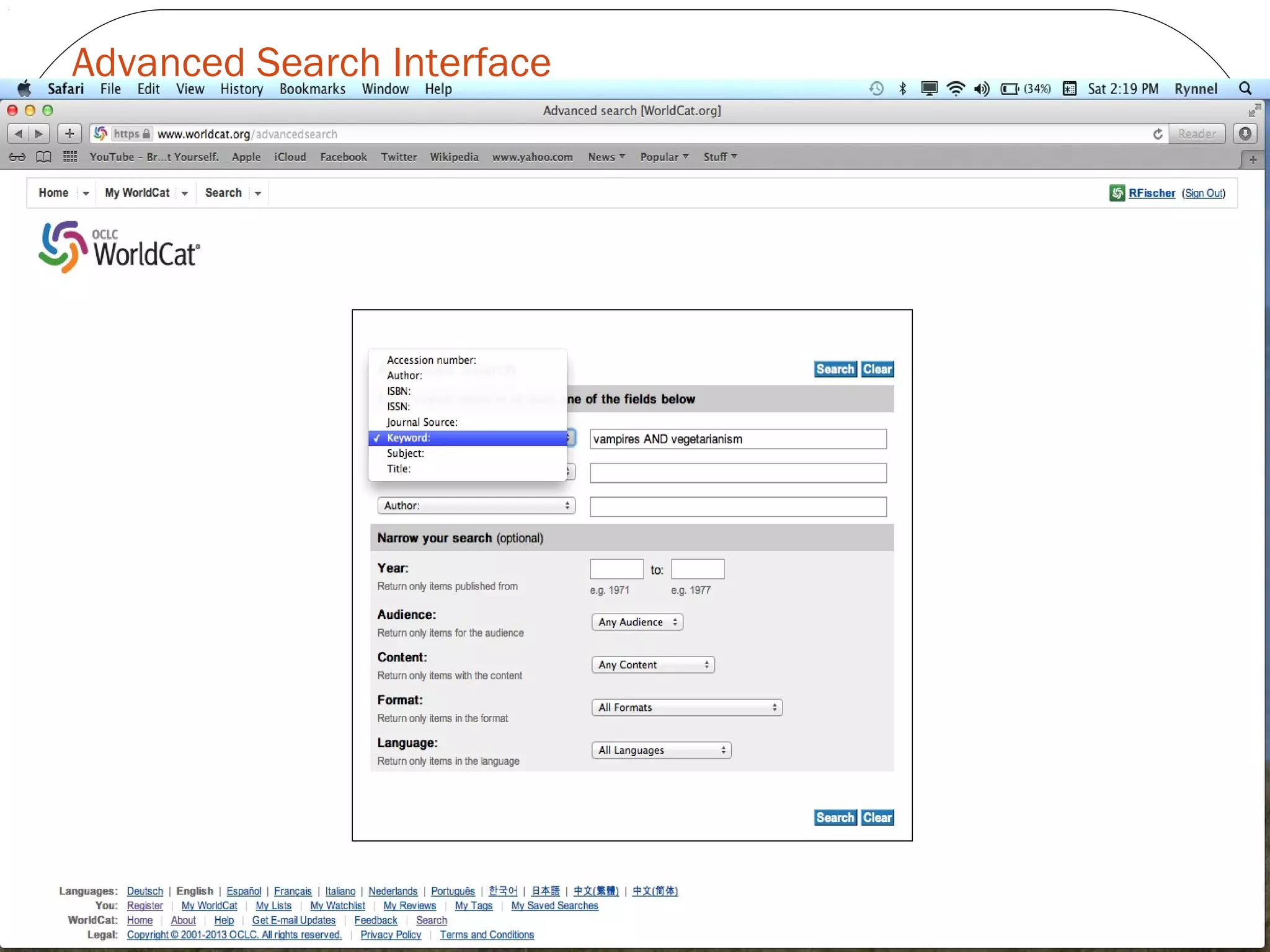 Advanced Search Interface
 