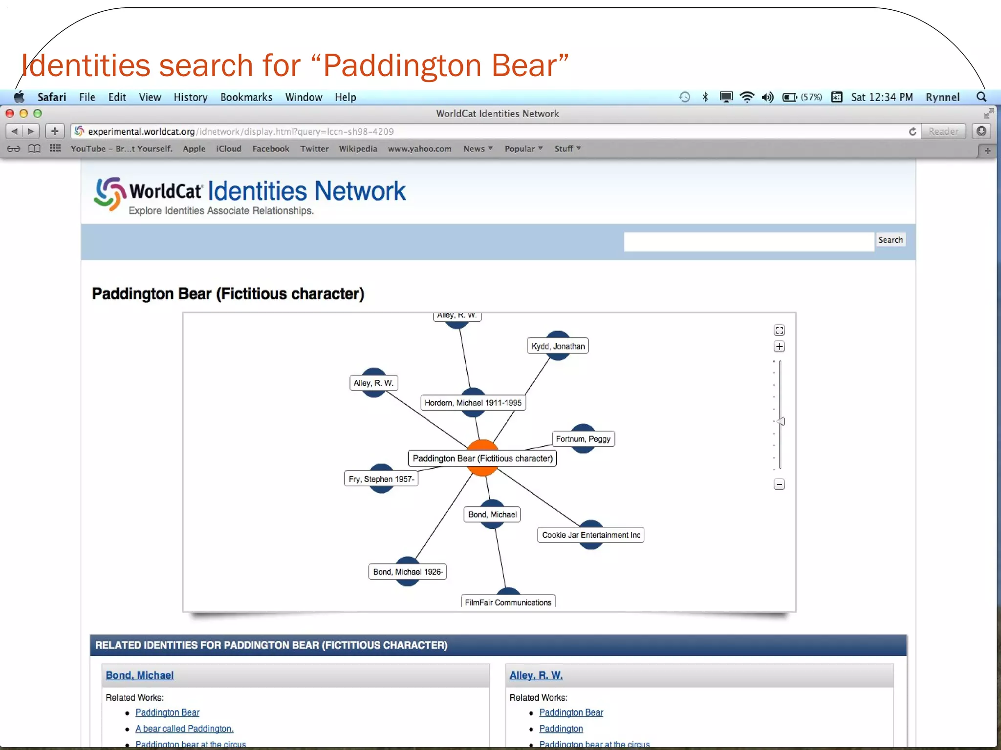 Identities search for “Paddington Bear”
 