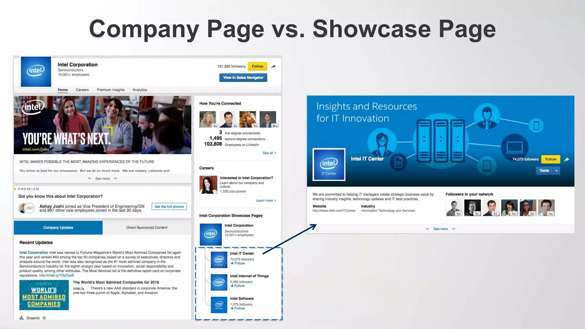 Company Page vs. Showcase Page
 