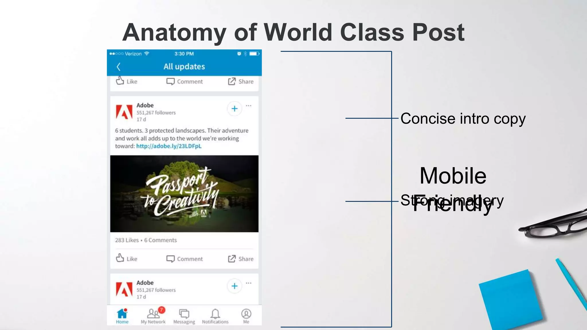 Anatomy of World Class Post
Concise intro copy
Strong imagery
Mobile
Friendly
 