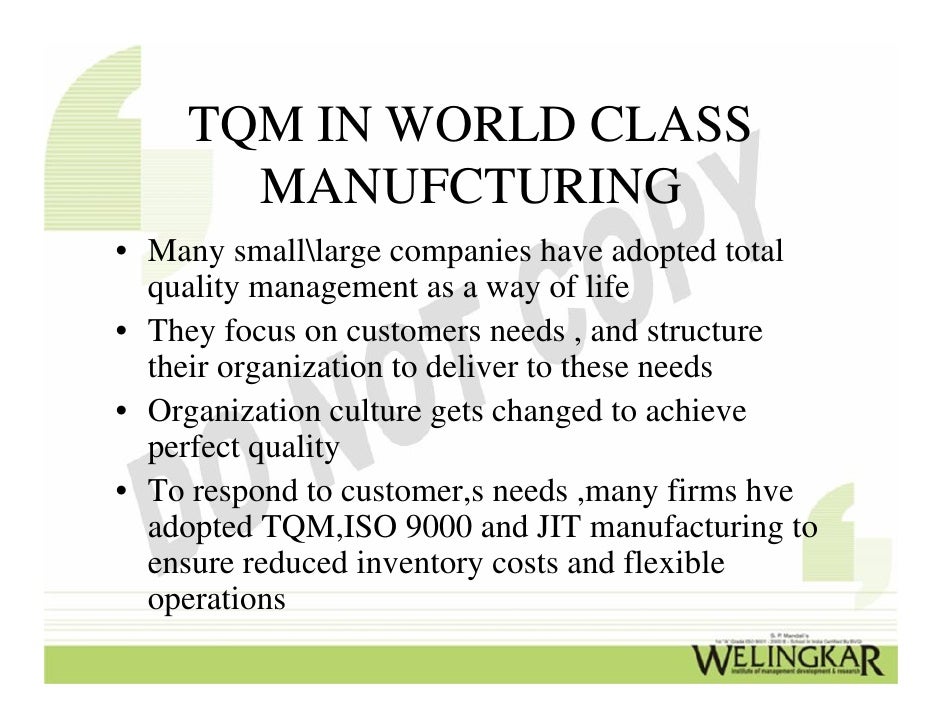 World Class Manufacturing World Class Manufacturing