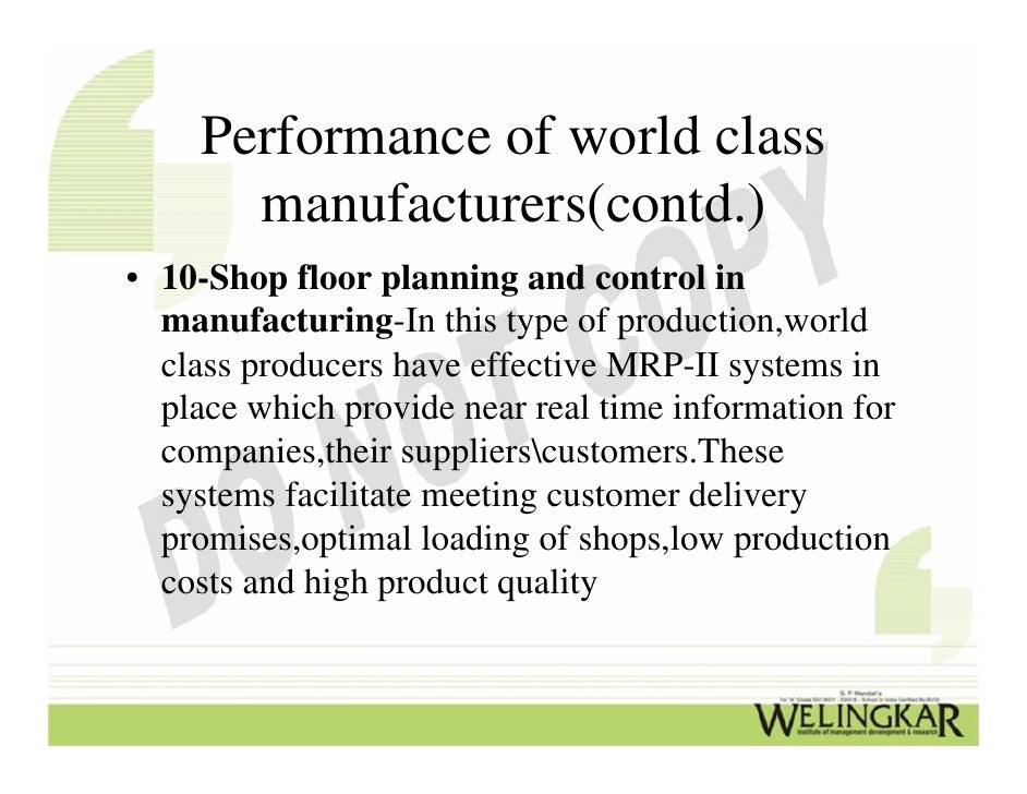 World Class Manufacturing World Class Manufacturing