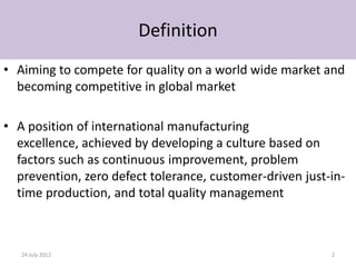 World Class Manufacturing or WCM, What Is It ?