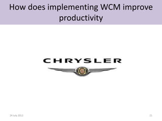 How does implementing WCM improve
            productivity




24 July 2012                    21
 