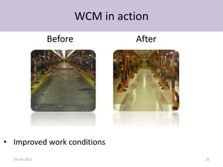 WCM in action
                 Before             After




• Improved work conditions
  24 July 2012                              25
 
