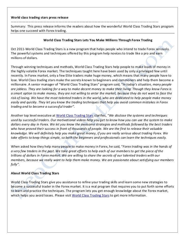 World Class Trading Stars News - 