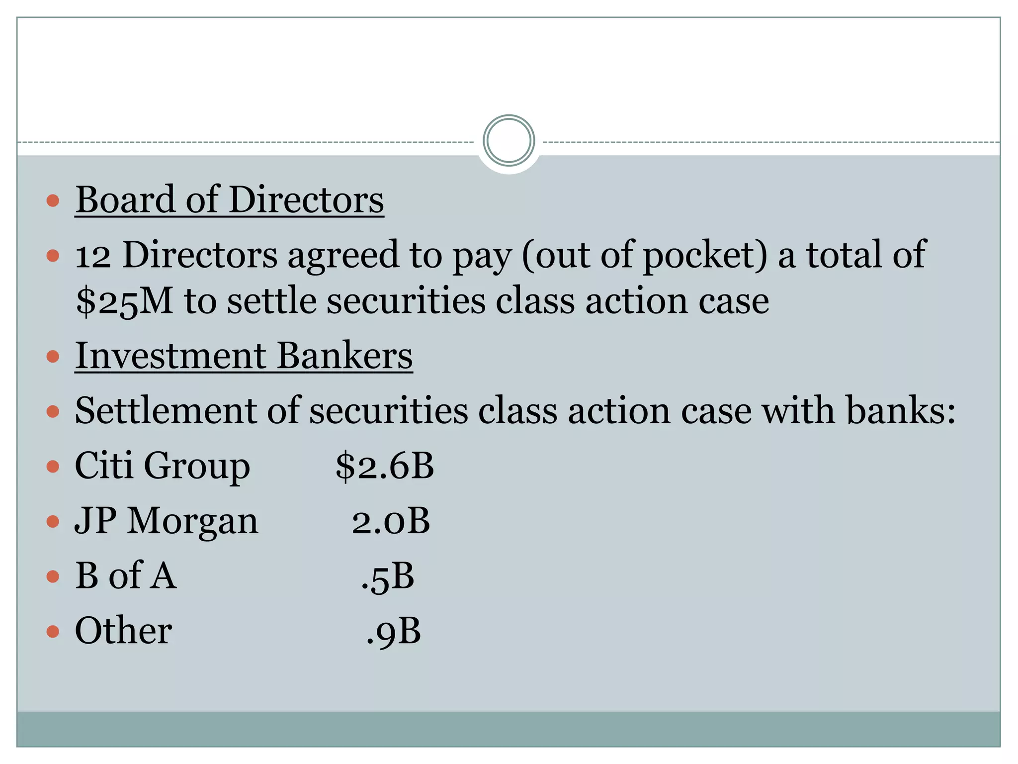 SEC Action:Grubman an Soloman Brothers Securities Analyst fined $15M and banned for life from practice. 
