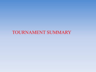 TOURNAMENT SUMMARY
 