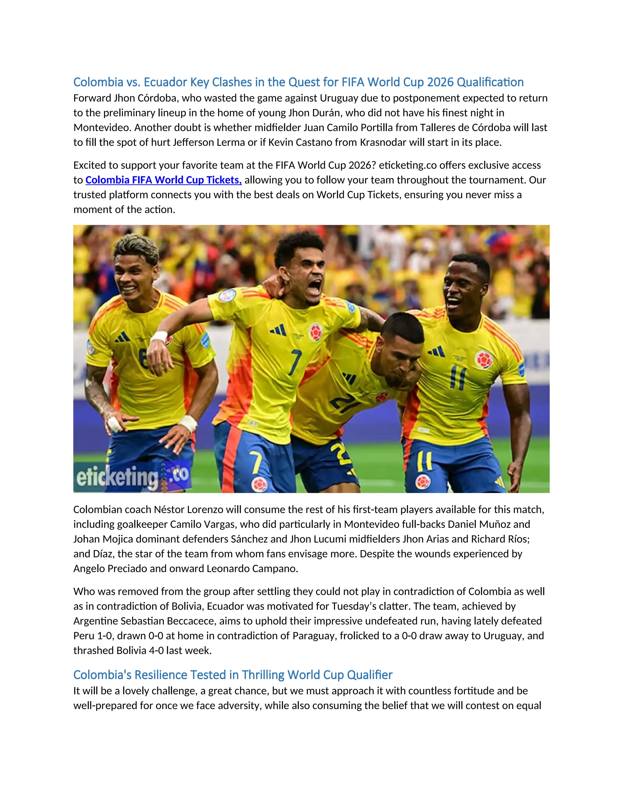  World Cup Colombia's Fight for Glory Pushing Towards FIFA 2026 