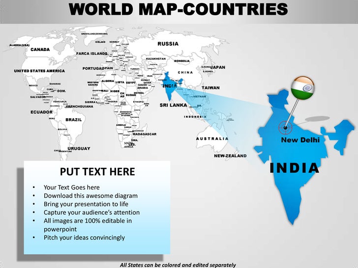 world editable continent map with countries