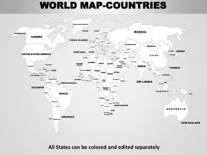 world editable continent map with countries