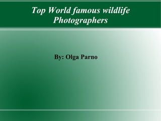 Top World famous wildlife
Photographers
By: Olga Parno
 