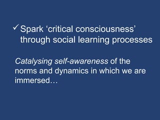 Gender Transformative Approaches: Strategies and Emerging Outcomes