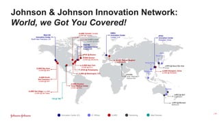 Johnson & Johnson Innovation Network:
World, we Got You Covered!
EMEA
Innovation Center
London, U.K.
FutuRx
Israel, Weizmann
Science Park
East NA
Innovation Center
Boston, MA
JPOD @ Boston
JLABS Boston
(JLABS @ LabCentral)
West NA
Innovation Center
South San Francisco, CA
JLABS Toronto Canada
(JLABS @ Toronto)
JLABS Bay Area
(JLABS @ QB3)
JLABS San Diego, La Jolla
(JLABS @ San Diego)
JLABS Houston
Texas Medical Center
(JLABS @ TMC)
Japan
Singapore
JLABS South
San Francisco
(JLABS @ SSF)
Innovation Center (IC) IC Offices JLABS Partnering
APAC
Innovation Center
Shanghai, China
JLABS New York
(JLABS @ NYC)
Med Devices
JLABS Beerse, Belgium
(JLABS @ BE)
JLABS Shanghai, China
(JLABS @ Shanghai)
JLABS Lowell
(JLABS @ M2D2)
CDI @ TMC
JJIPO @ Seoul Bio Hub
Korea
JJIPO @ QUT
Queensland
JJIPO @ Monash
Melbourne
Sydney
Seoul
JPOD @ Philadelphia
Hong Kong
JLABS @ Washington, D.C.
| 14
 