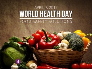 WORLDHEALTHDAY
4
APRIL7,2015
FOOD SAFETYSOLUTIONS
 