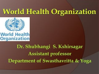Dr. Shubhangi S. Kshirsagar
Assistant professor
Department of Swasthavritta & Yoga
 