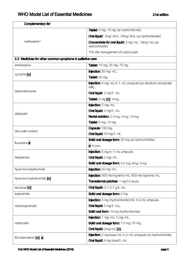 World Health Organization Model List of Essential Medicines 21st List…