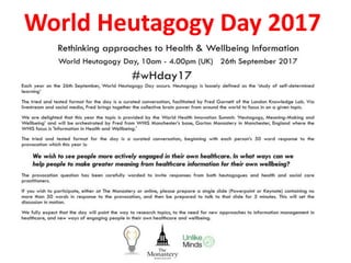World Heutagogy Day 2015
Introduced heutagogical practices (students) #wHday15
Institutional readiness for self-determined learning
 