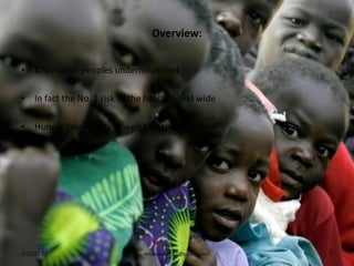 Overview:
• 870 million peoples undernourished
• In fact the No. 1 risk to the health world wide
• Hunger Does not only weigh on the individual
7/1/2013 mianusman67@yahoo.com 2
 
