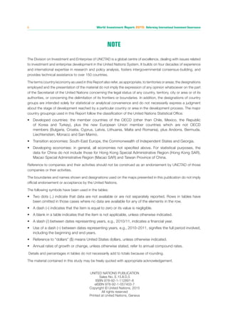 World Investment Report 2015: Reforming International Investment Governanceii
UNITED NATIONS PUBLICATION
Sales No. E.15.II...