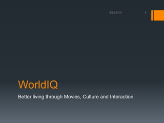 1




WorldIQ
Better living through Movies, Culture and Interaction
 