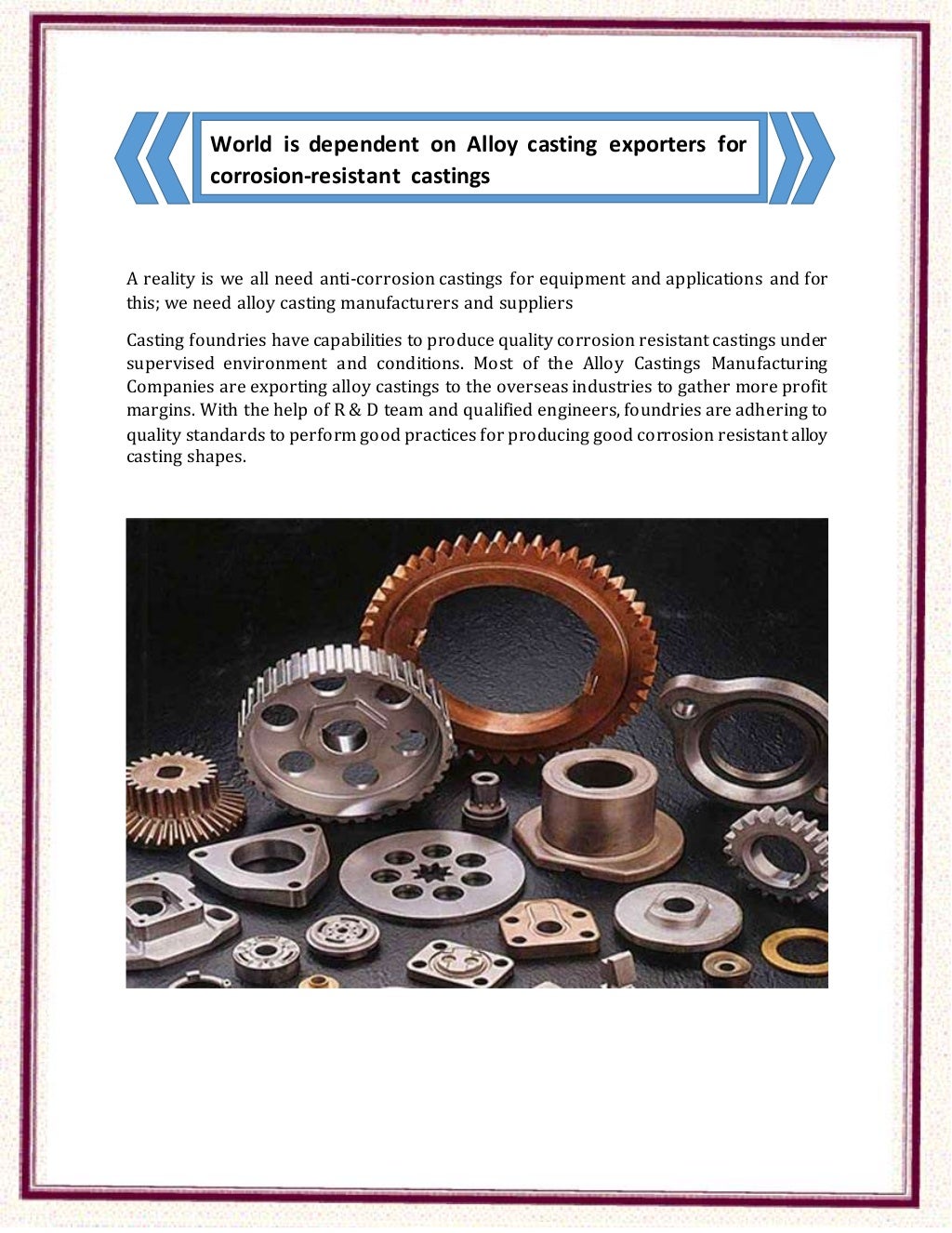 How Alloy Casting Manufacture & Export Produce Some Useful Metal Products?