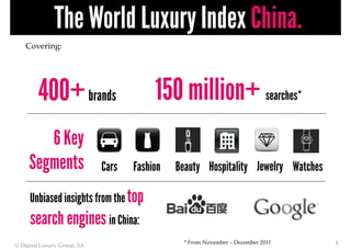 The World Luxury Index China.
    Covering:




        400+ brands                      150 million+ searches*
        6 ...