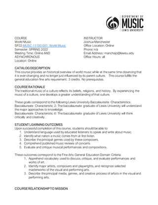 World music syllabus | PDF