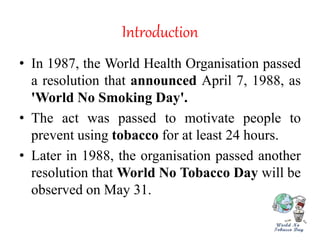 speech on no tobacco day World No Tobacco Day
