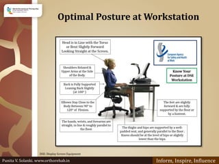 Optimal Posture at Workstation
Inform, Inspire, Influence
DSE: Display Screen Equipment
Punita V. Solanki. www.orthorehab....