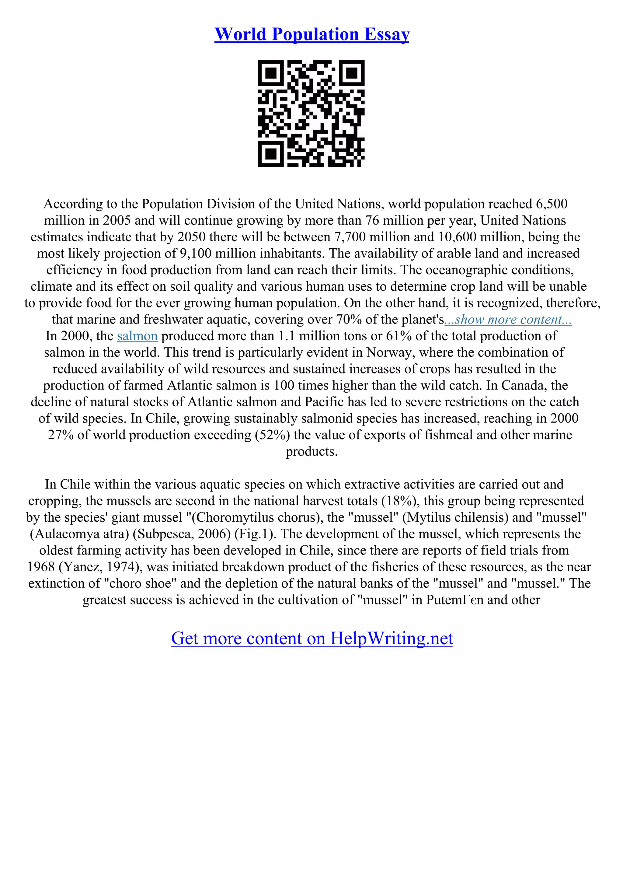 World Population Essay | PDF