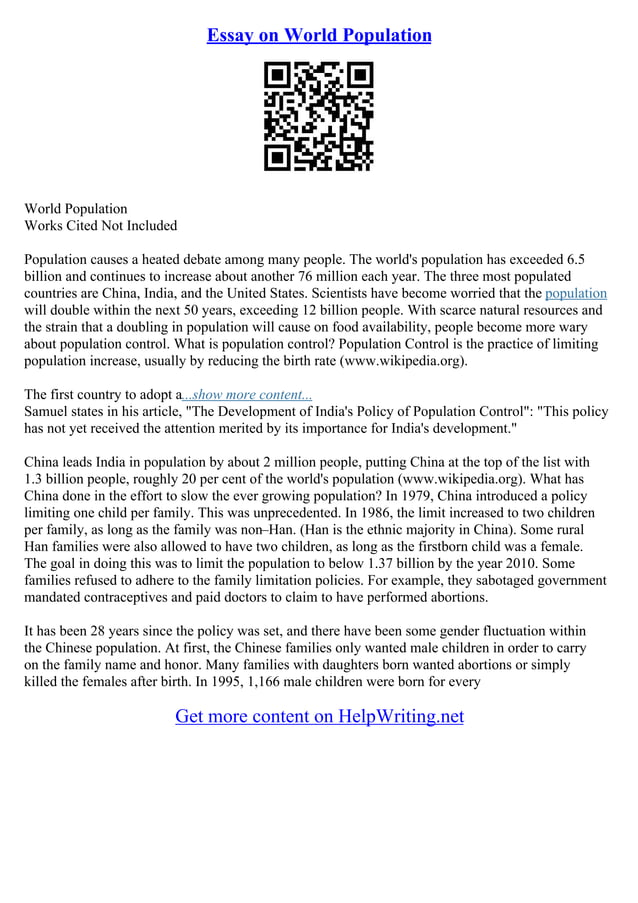 World Population Essay | PDF