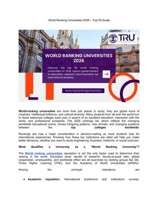 World Ranking Universities 2026 – Top 50 Guide.docx