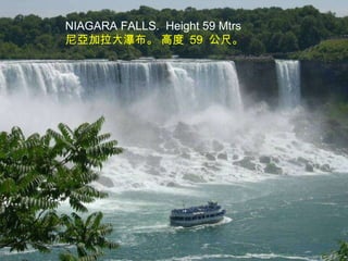 NIAGARA FALLS.  Height 59 Mtrs  尼亞加拉大瀑布。 高度  59  公尺。  