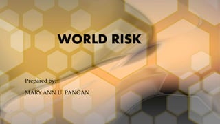 Prepared by:
MARY ANN U. PANGAN
WORLD RISK
 