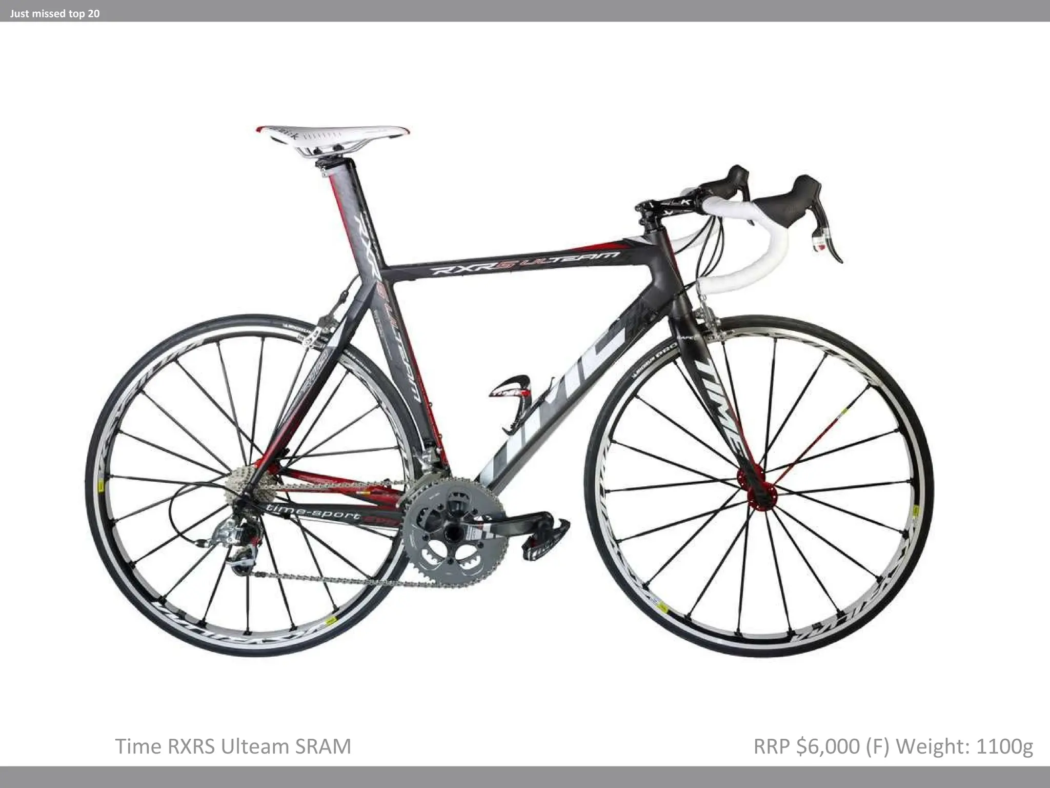 Time RXRS Ulteam SRAM RRP $6,000 (F) Weight: 1100g Just missed top 20 