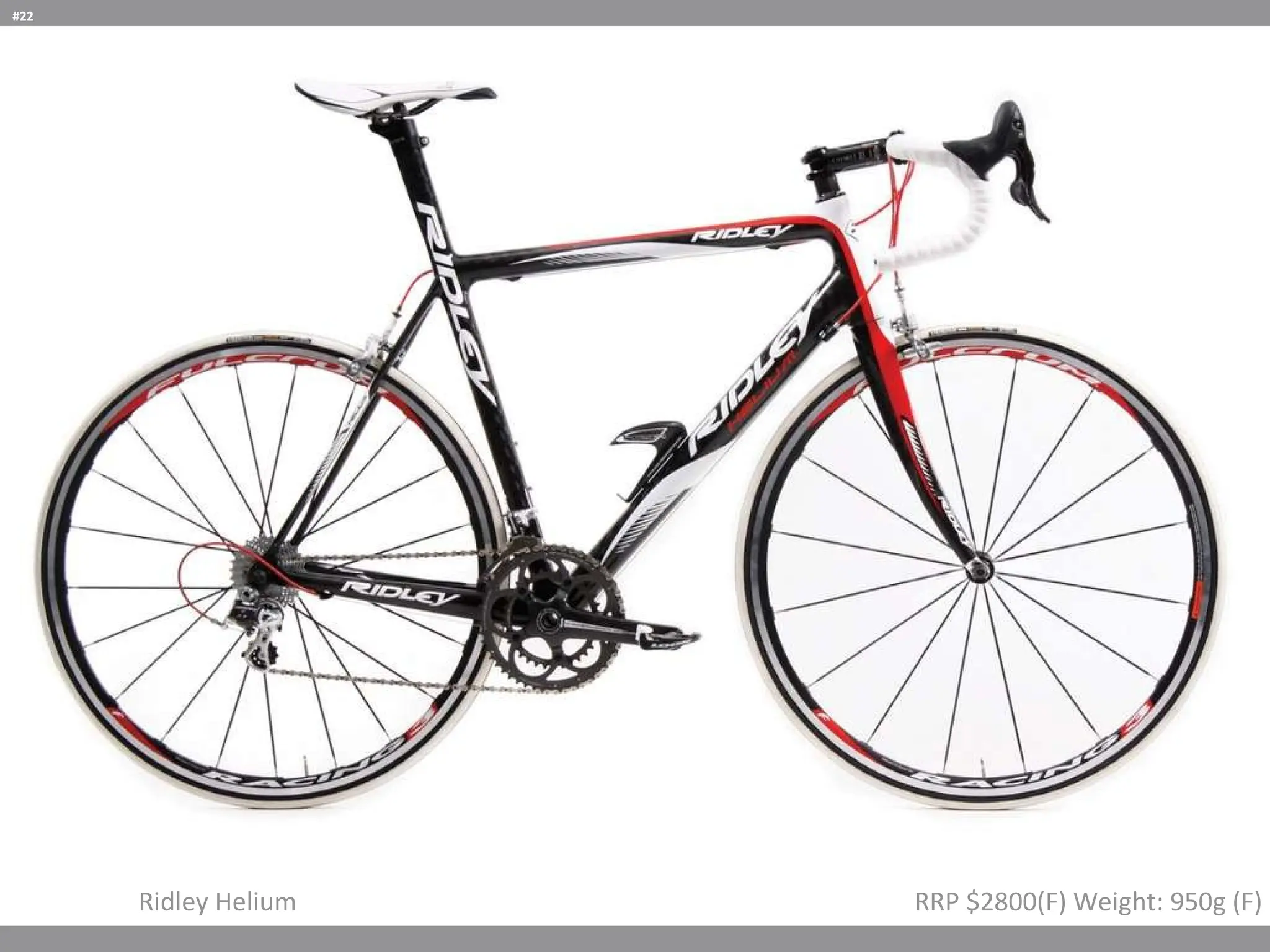 Ridley Helium RRP $2800(F) Weight: 950g (F) #22 