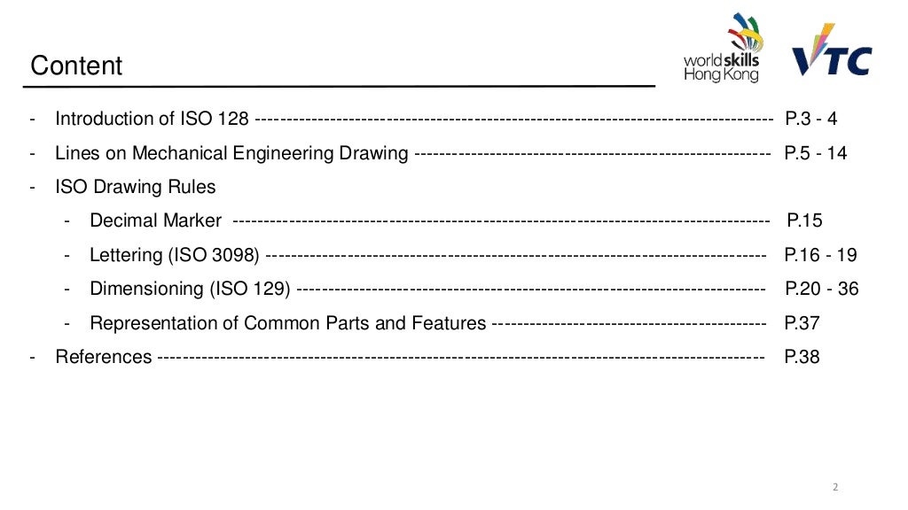 Introduction of ISO standards for technical engineering drawing