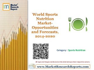 www.MarketResearchReports.com
Category : Sports Nutrition
All logos and Images mentioned on this slide belong to their respective owners.
 