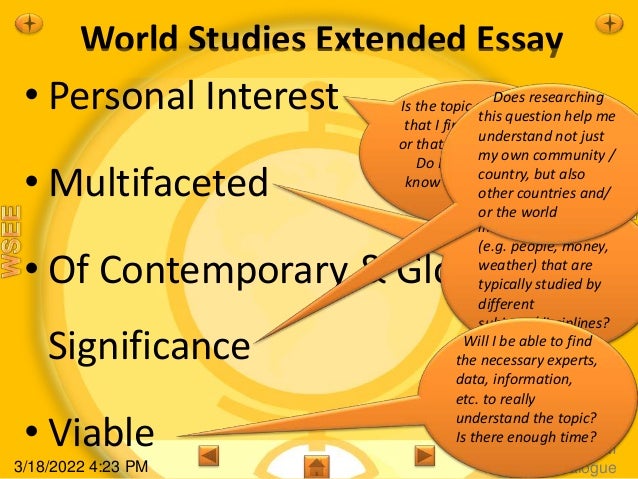 world studies extended essay categories